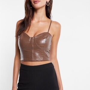 Express Brown Vegan Leather Snake skin Cropped tank‎ top size small